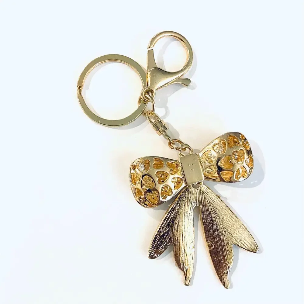Rhinestone Bow Metal Keychain